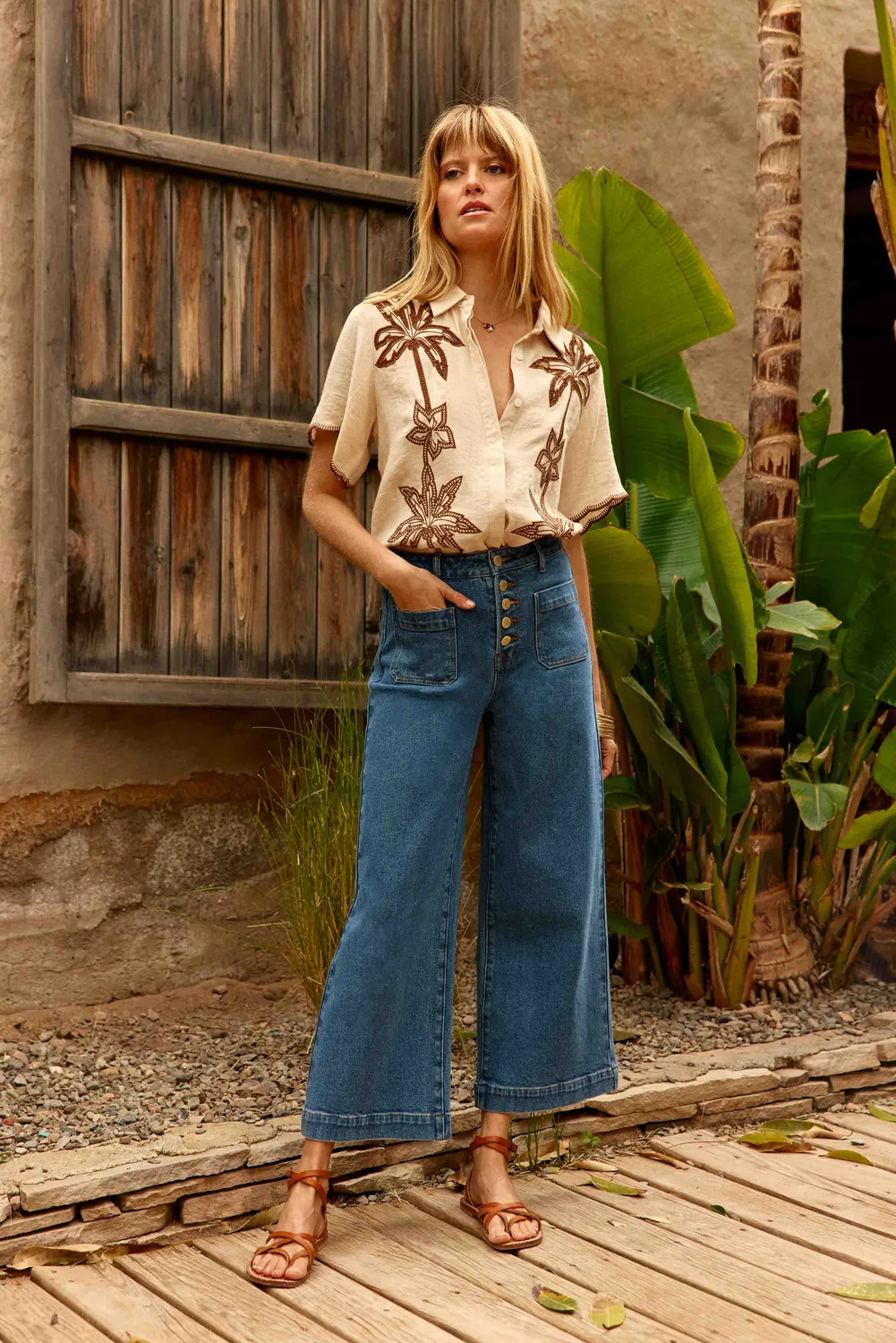 La Petite Etoile Atlanta wijde jeans medium stone