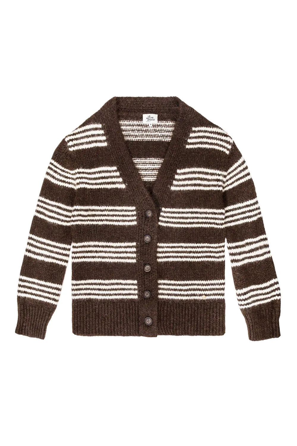 La Petite Etoile Merel vest bruin ecru gestreept