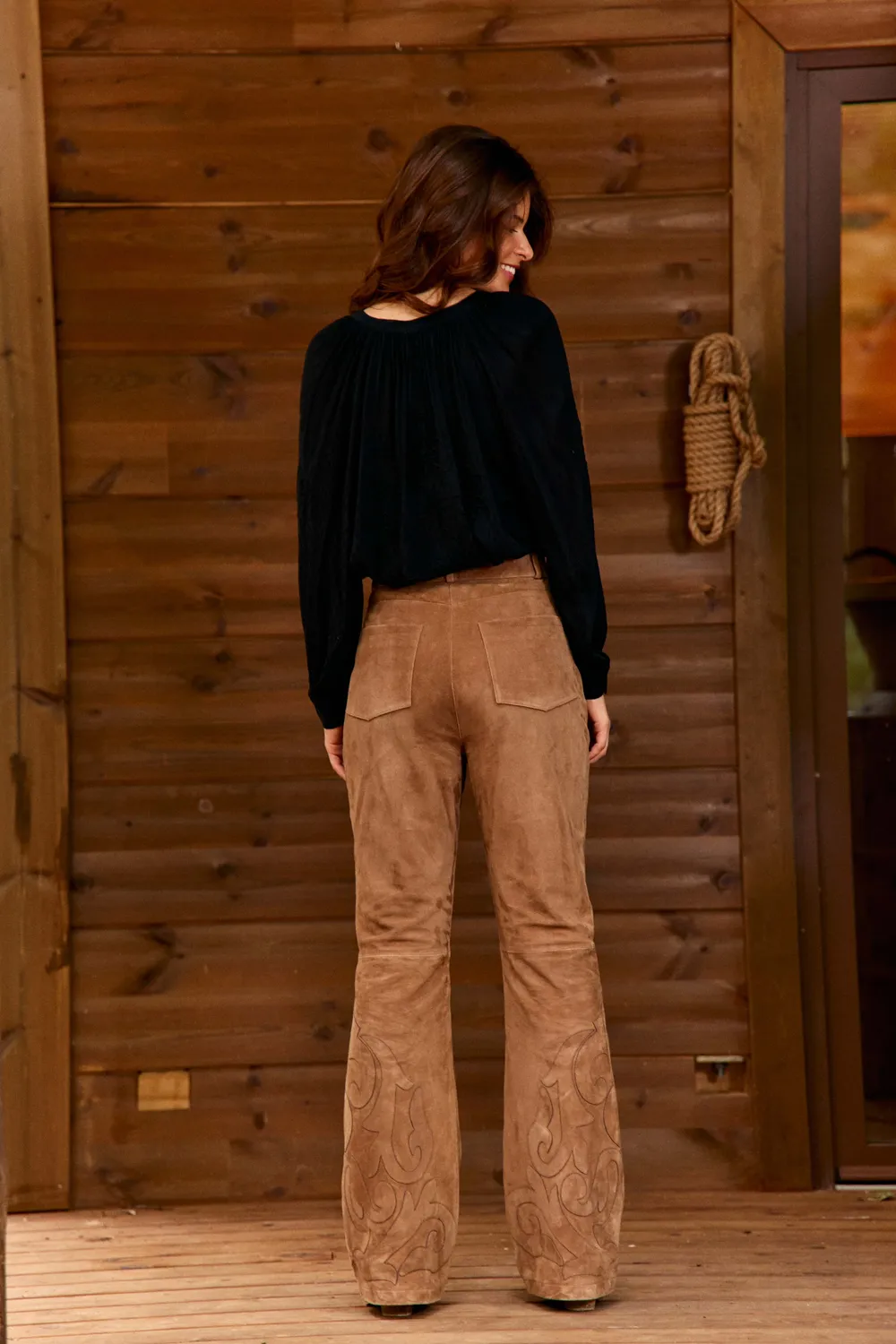 La Petite Etoile Farey broek camel leer flare