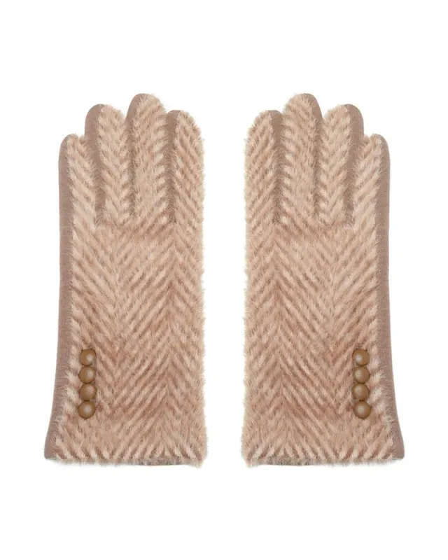 LOVEDRUNKY Zigzag handschoenen beige touchscreen