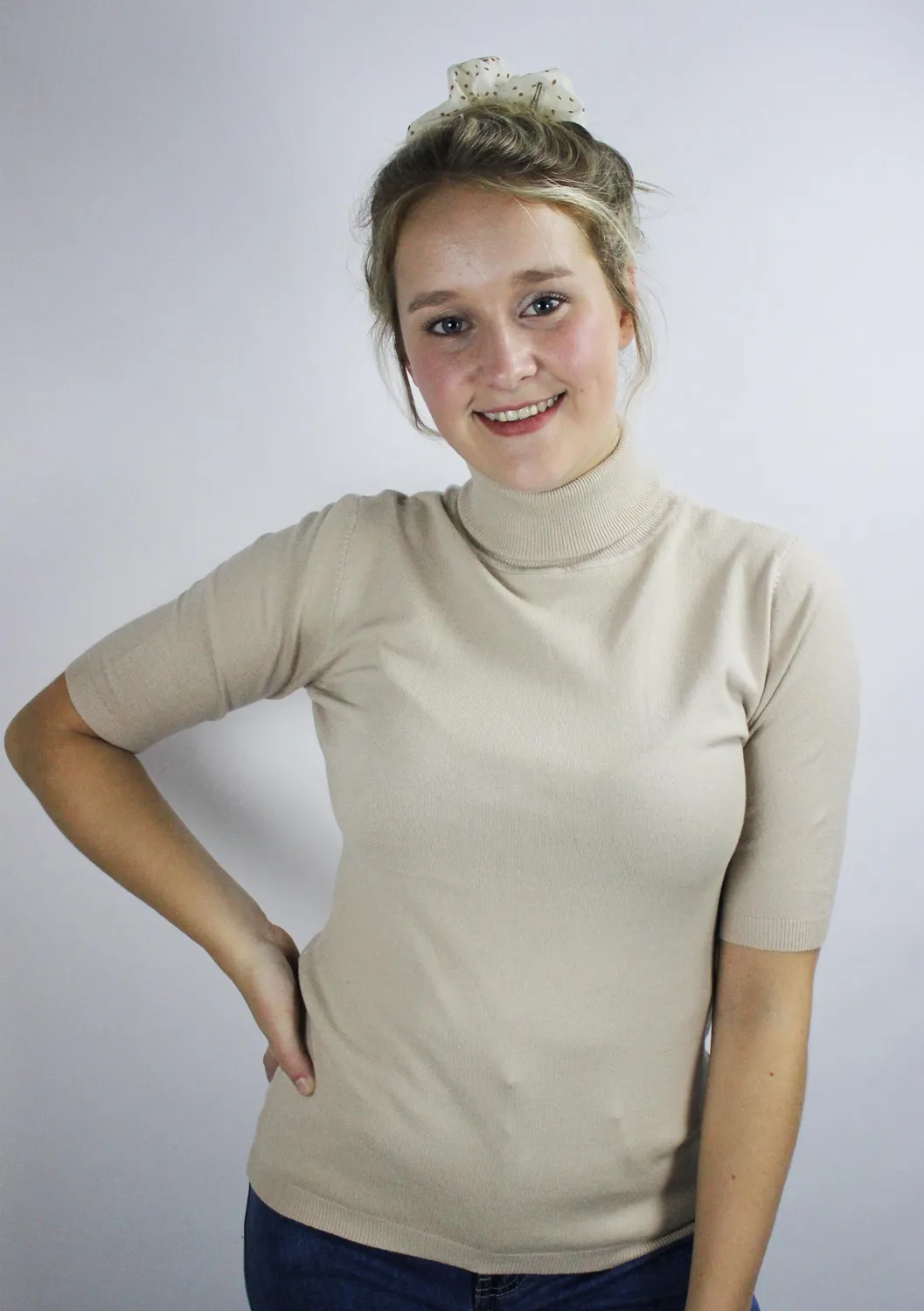 LOVEDRUNKY Turtleneck top beige zachte col