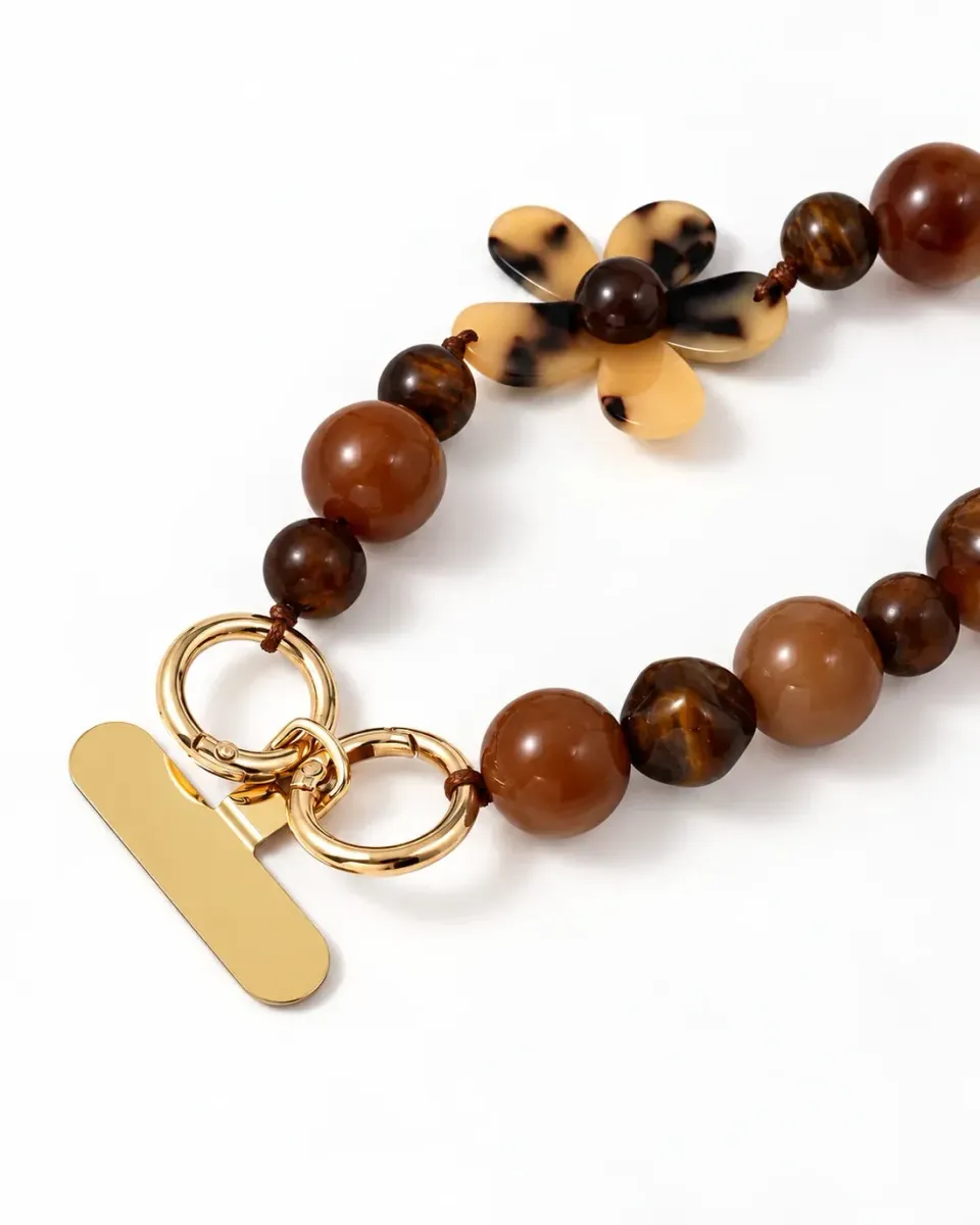 Amiek Chocolate Daisy telefoonkoord bruin goud
