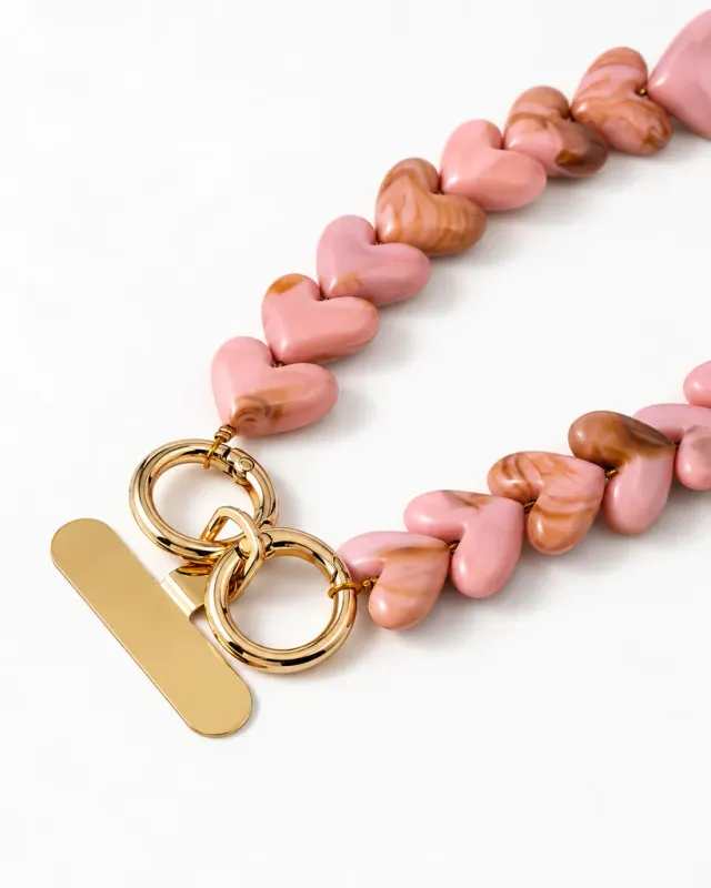 Amiek Pink Hearts telefoonkoord roze polskoord