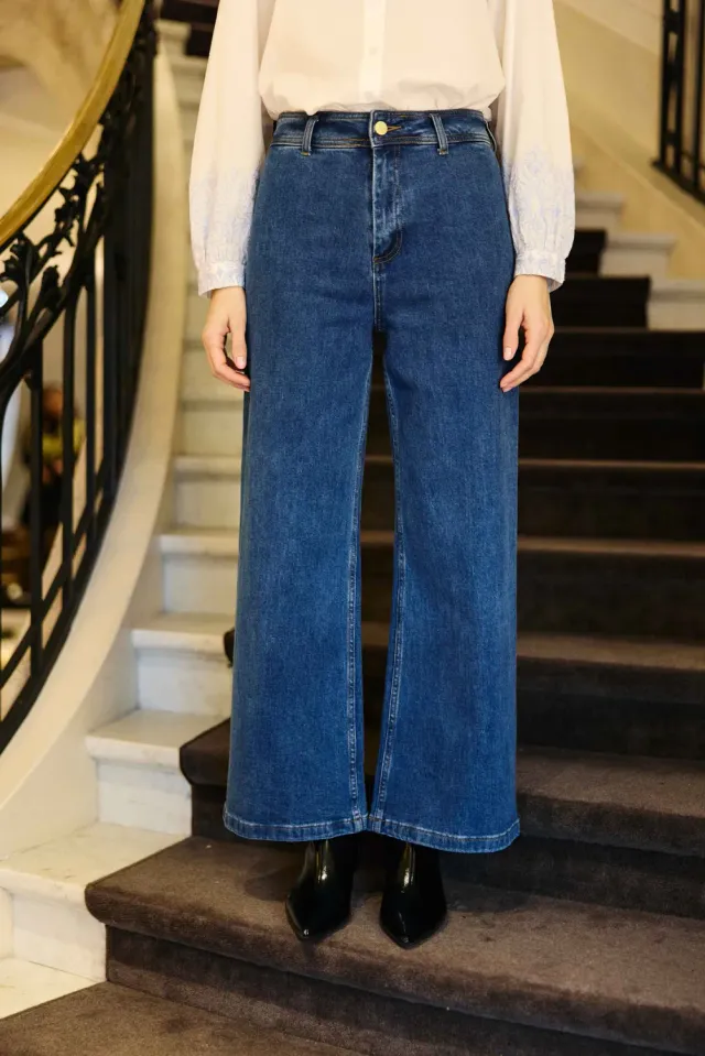 La Petite Etoile Paphos wijde jeans double wash hoge taille