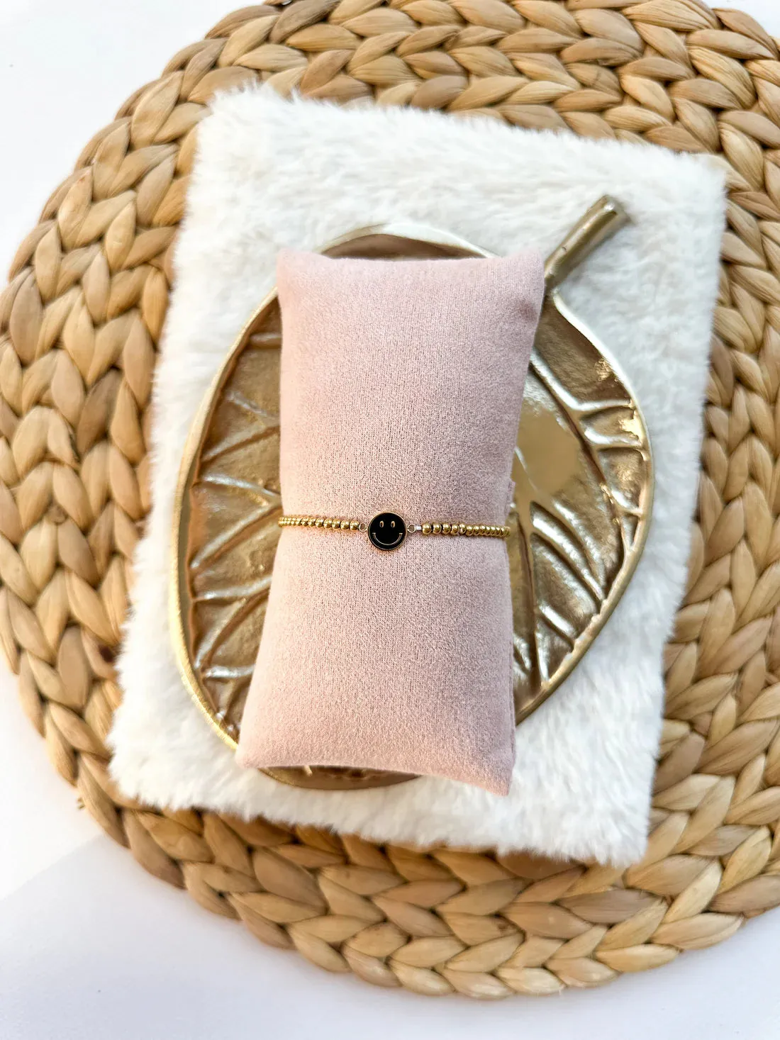 Amiek Smiley armband zwart elastisch