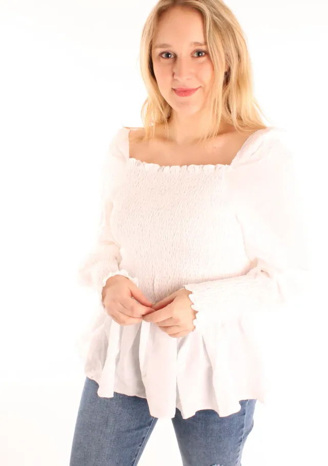 LOVEDRUNKY Smock blouse wit met smock en ruffle