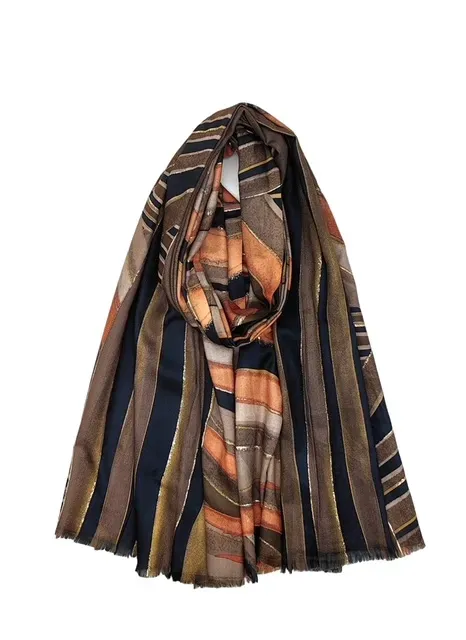 Fashion Trends print sjaal roest-goud licht