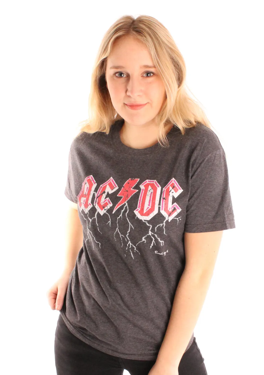 LOVEDRUNKY T-shirt ACDC bandshirt donkergrijs print