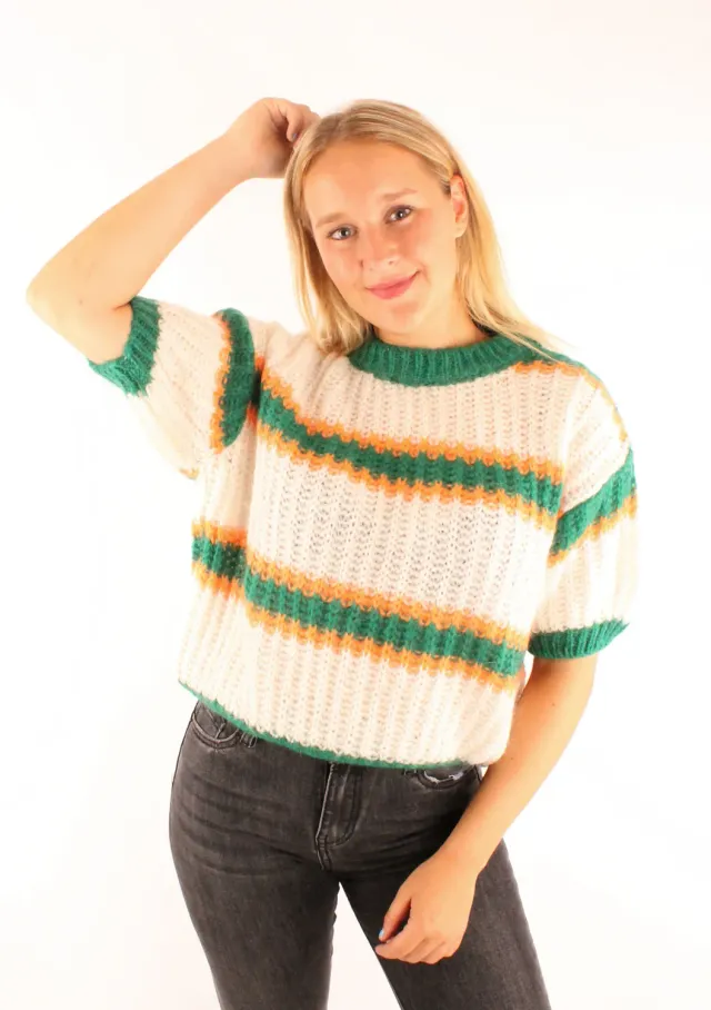 LOVEDRUNKY Poppy trui groen beige oversized knit