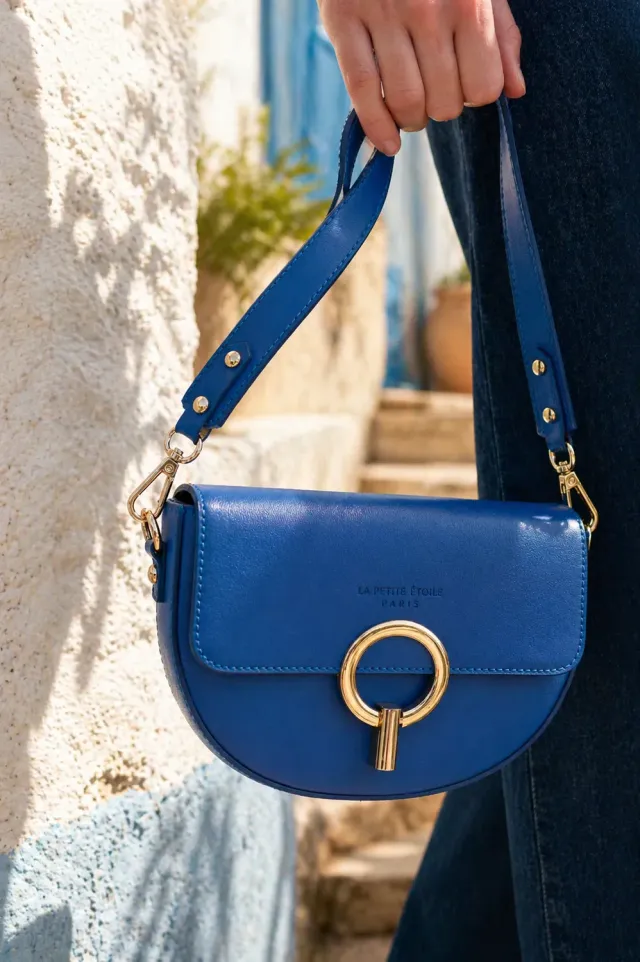 La Petite Etoile Jim leren tas blauw leer