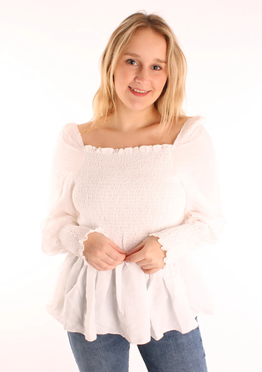 LOVEDRUNKY Smock blouse wit met smock en ruffle