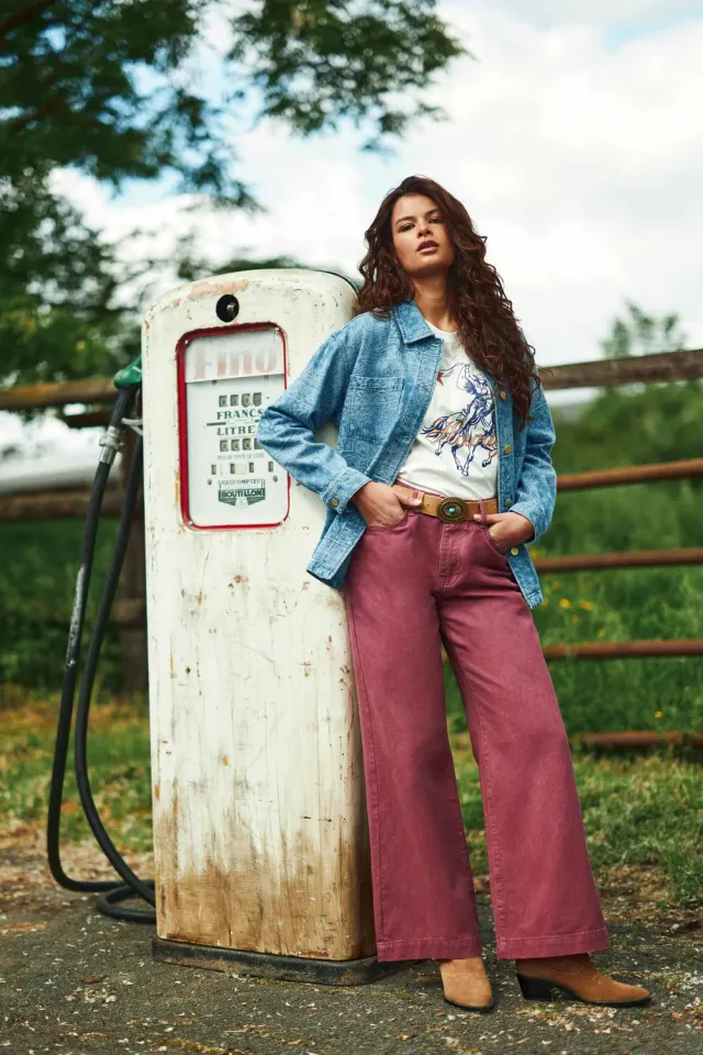 La Petite Etoile Patlanty wijde broek 40-rose roze