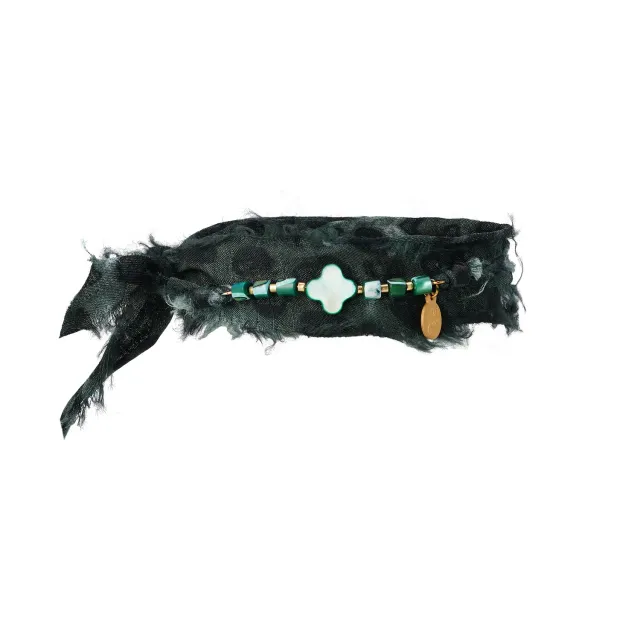 LOVEDRUNKY Fabric Print Armband Groen – wikkel
