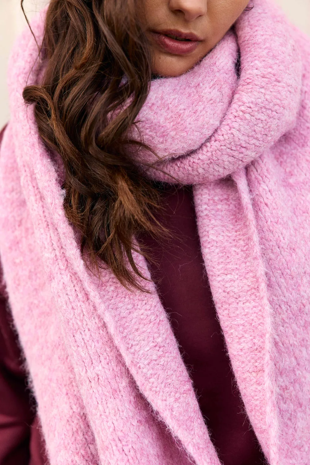 La Petite Etoile Avery sjaal roze grof gebreid