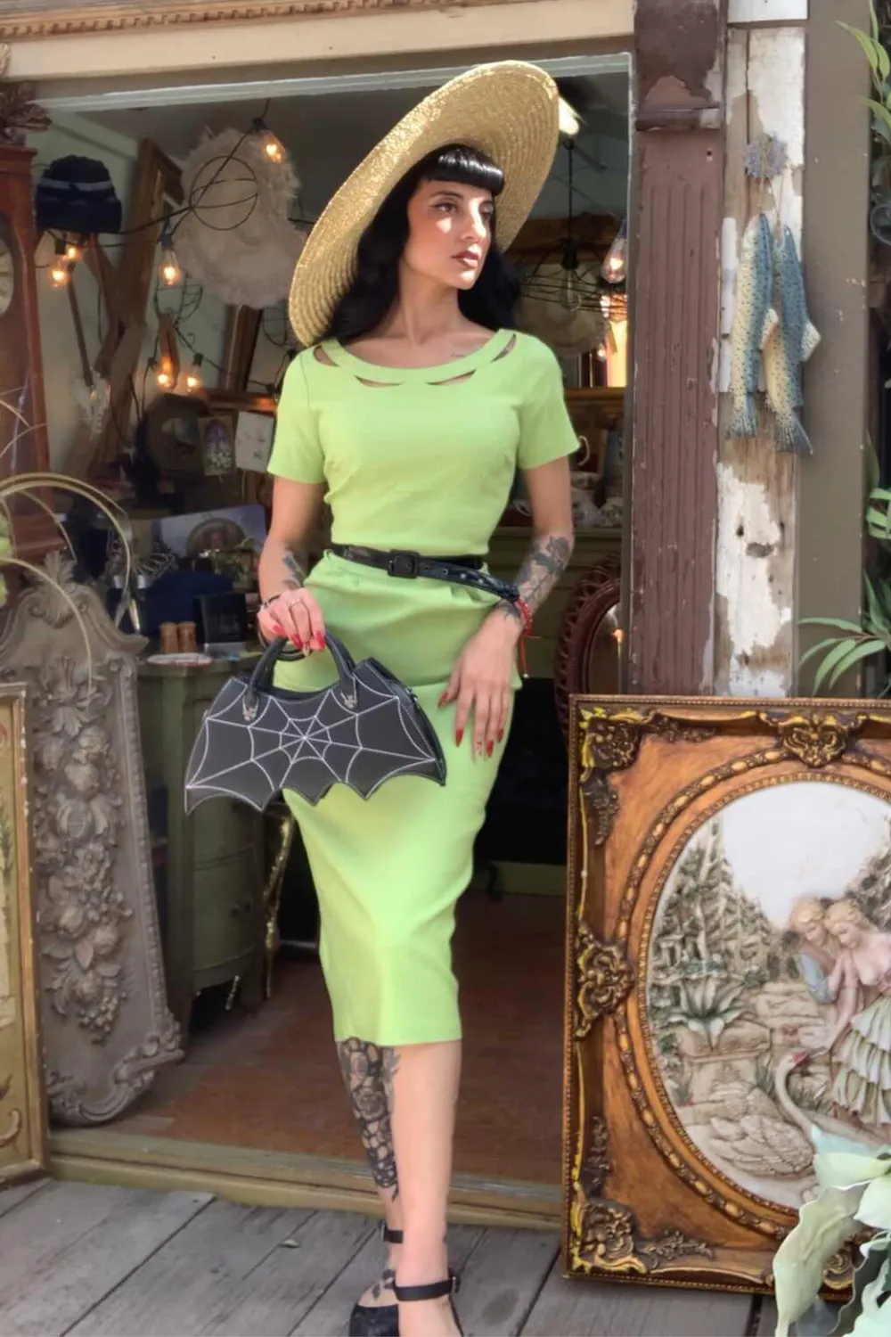 Tatyana Connie Titanite pencil jurk XS groen stretch