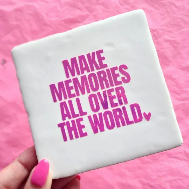 Amiek Make Memories tegeltje wit roze cadeau