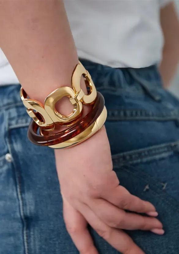 LOVEDRUNKY Bangle Oval armband goud elastisch