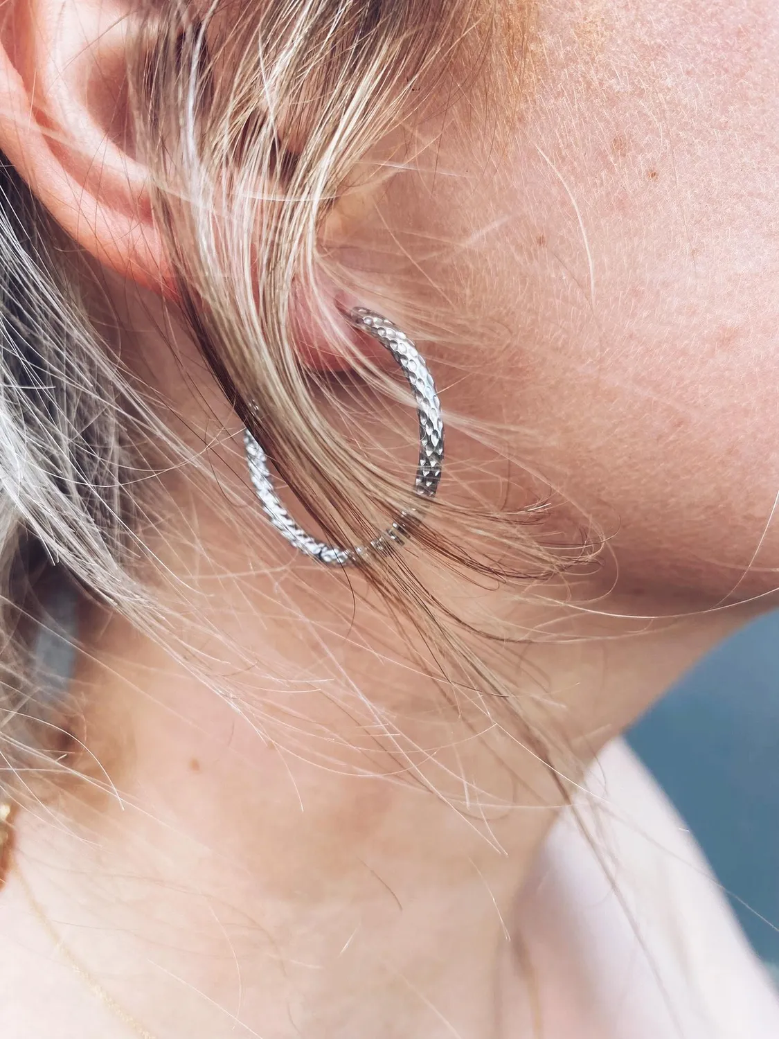 LOVEDRUNKY Hoops Pattern oorbellen zilver 3 cm