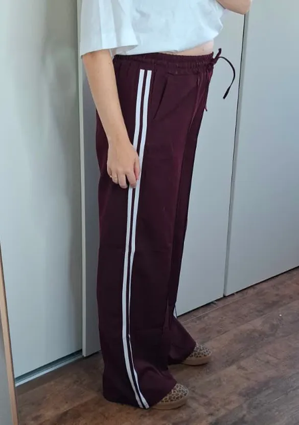 LOVEDRUNKY Broek Jogg broek maroon streep