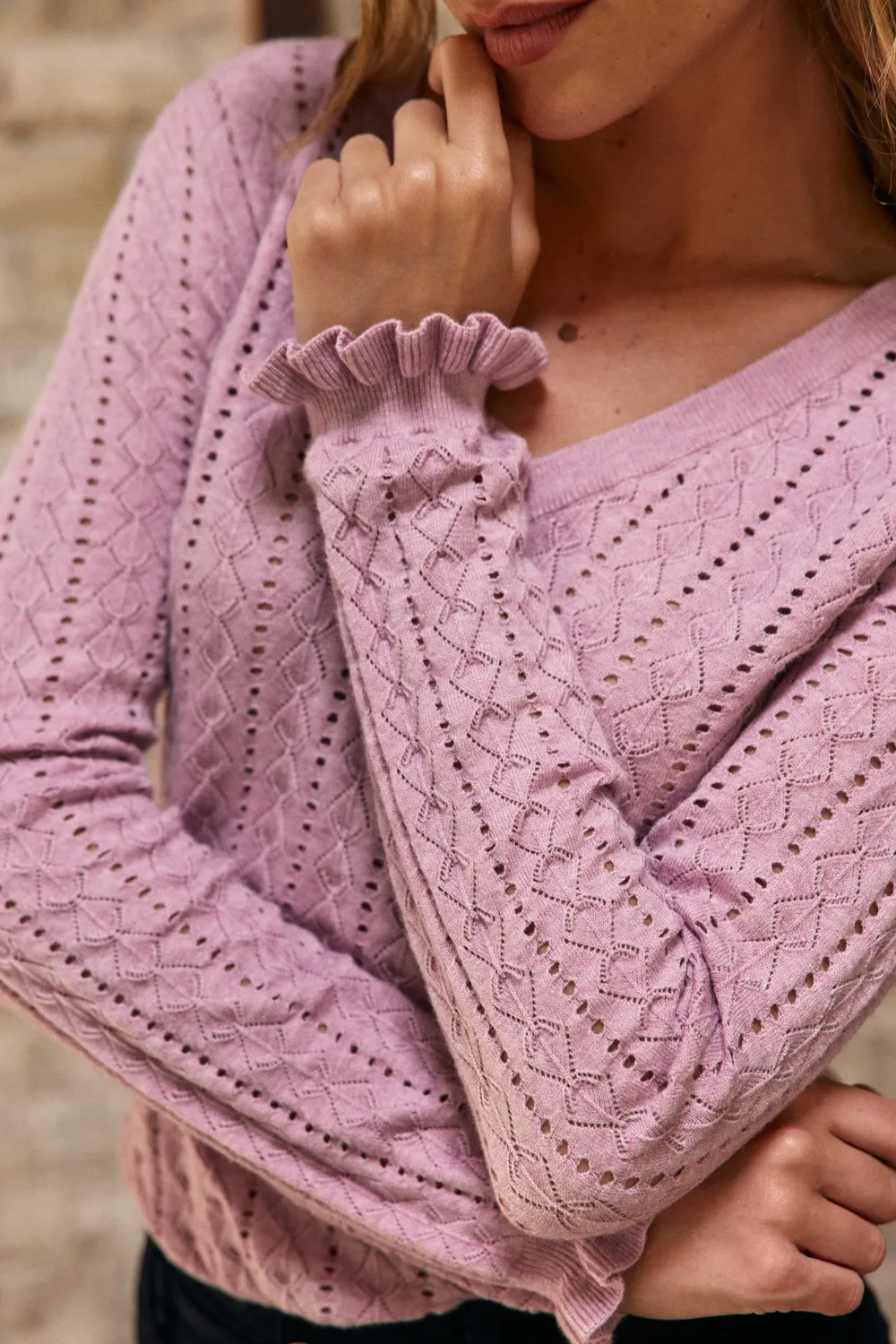 La Petite Etoile Monceau trui roze ajourmaat