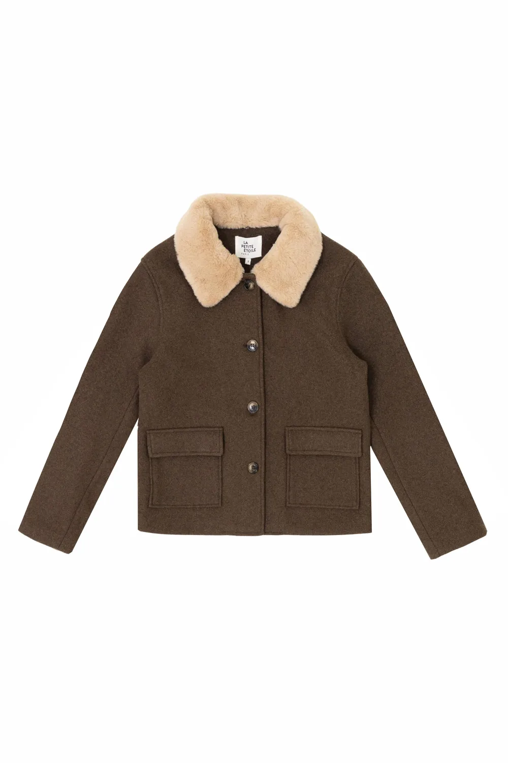 La Petite Etoile Nattie korte jas bruin wol