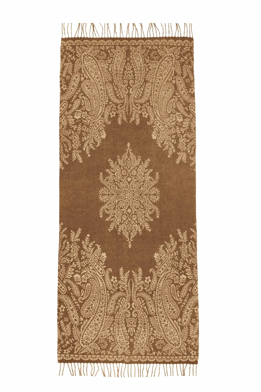 La Petite Etoile Ayla sjaal taupe paisley franjes