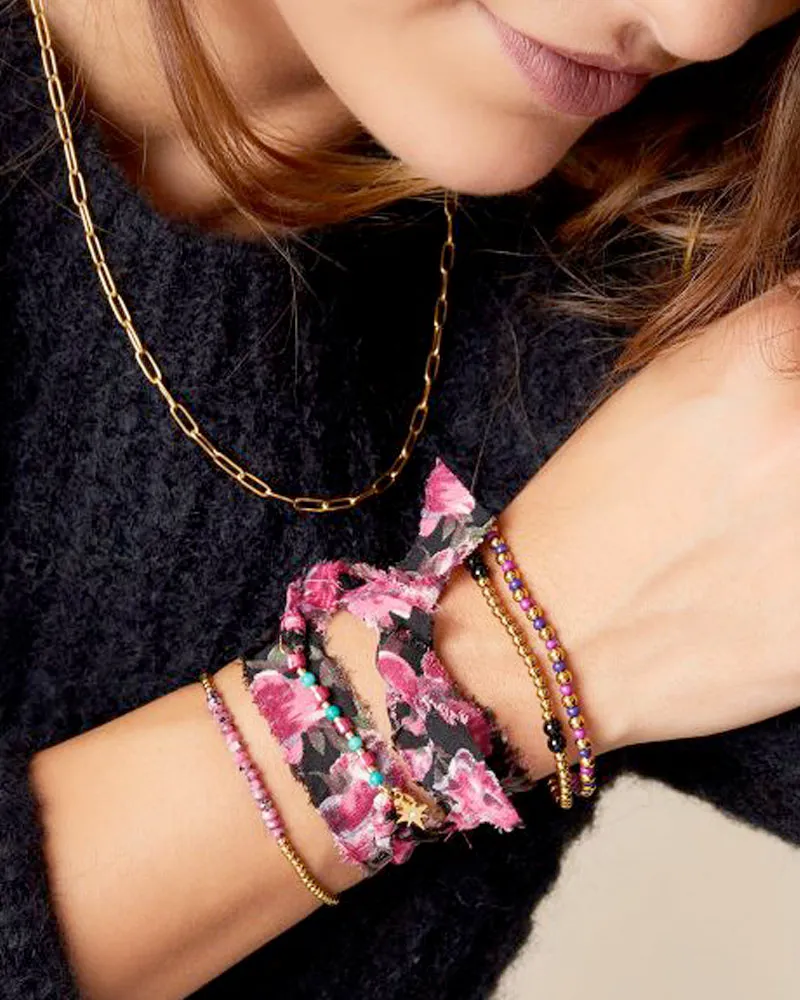 LOVEDRUNKY Armband Fabric Print armband roze 61 cm