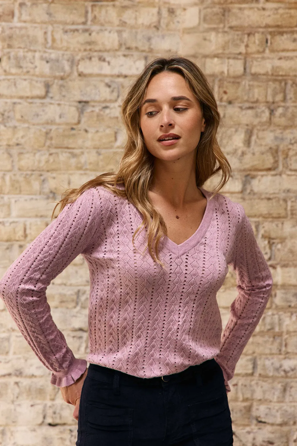 La Petite Etoile Monceau trui roze ajourmaat