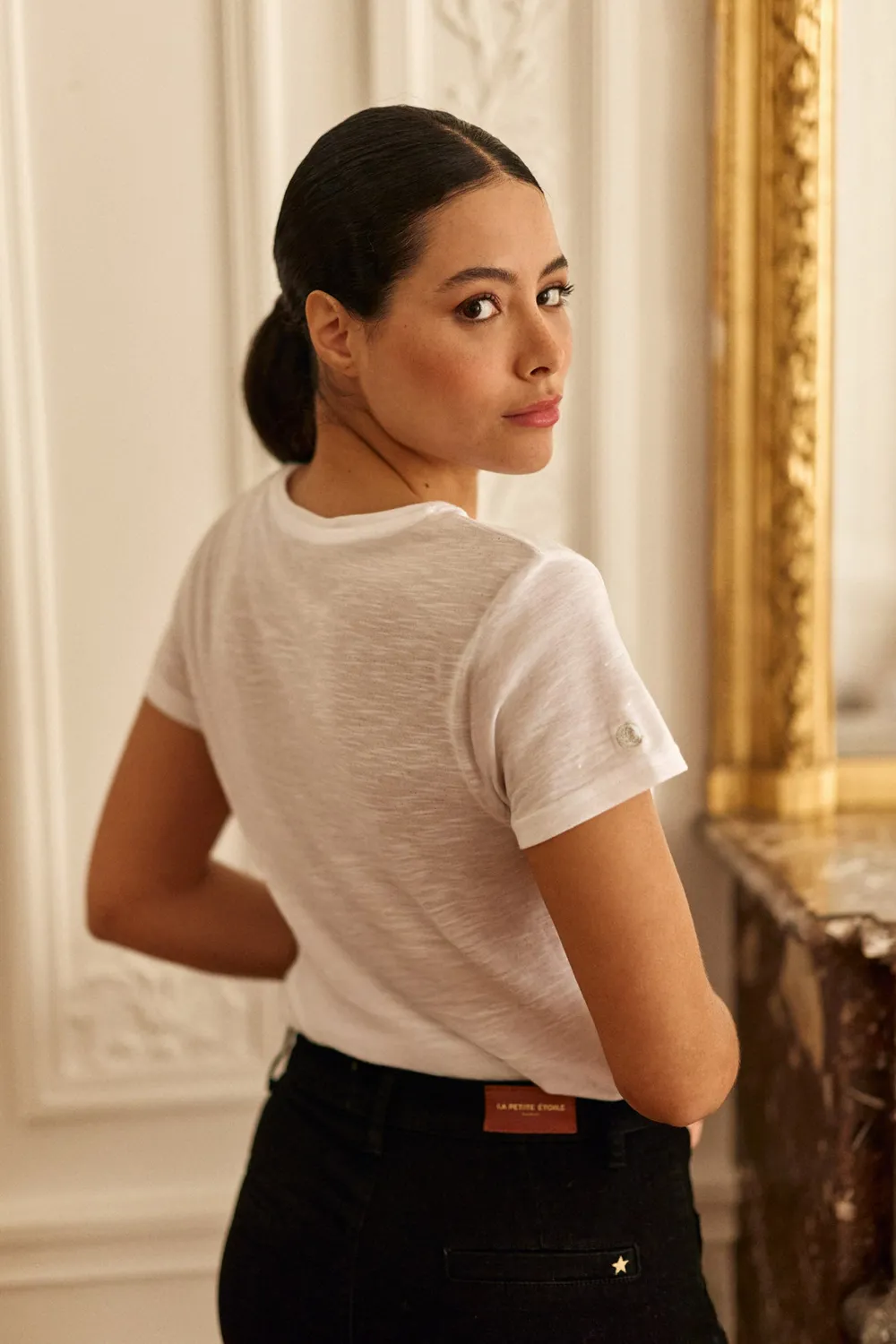 La Petite Etoile Elva T-shirt wit met pailletten