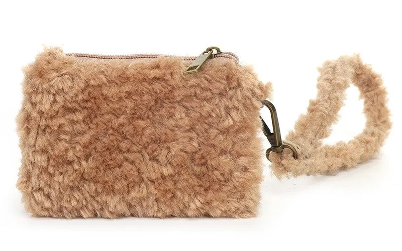 Amiek Fien camel teddy portemonnee met polsbandje