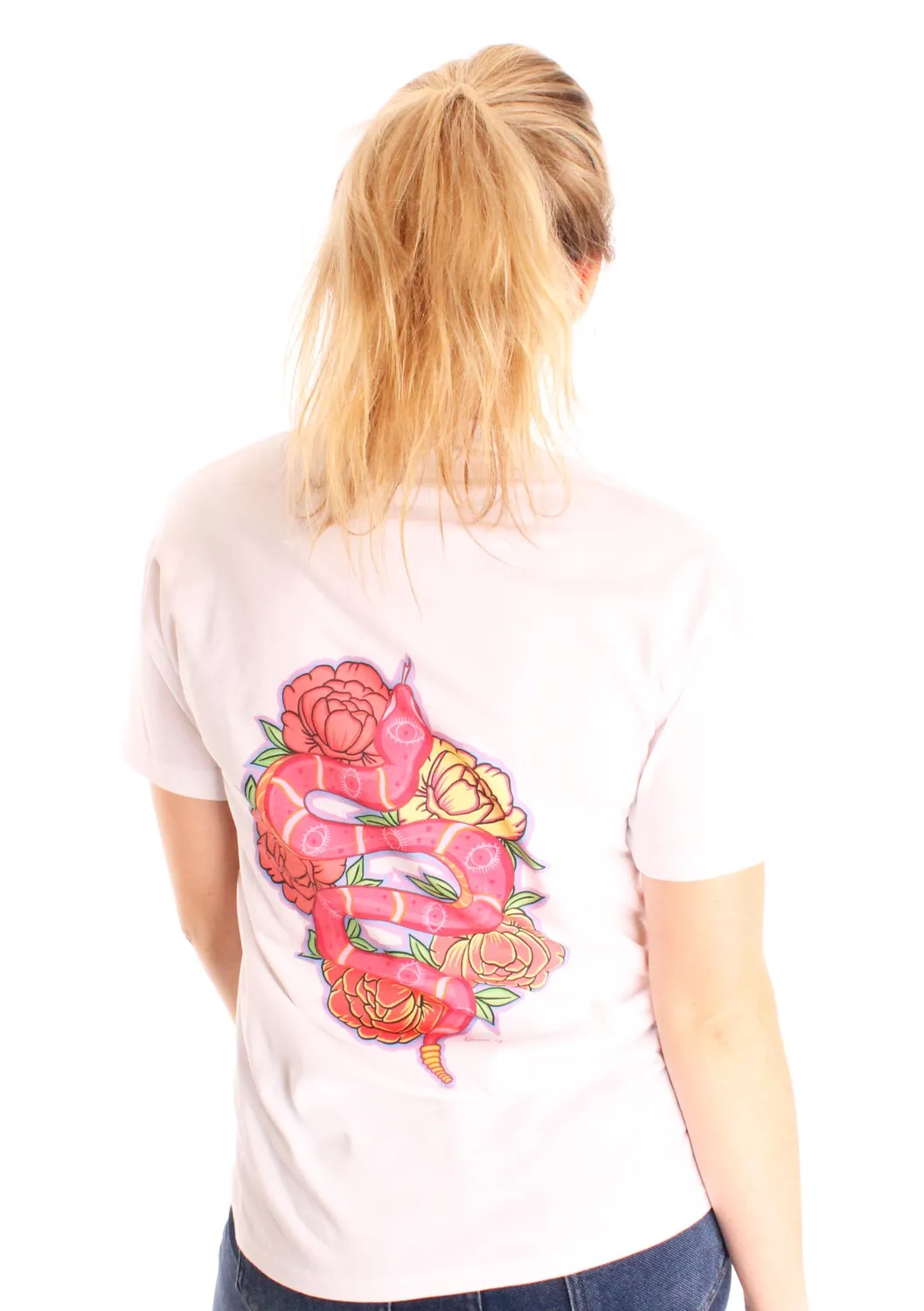 LOVEDRUNKY Snake Pastel T-shirt Wit met snakeprint