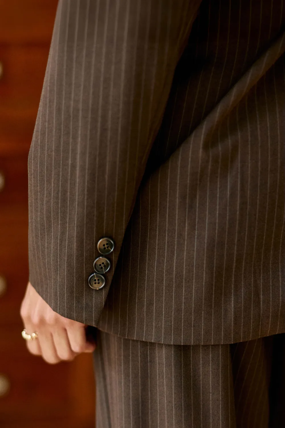 La Petite Etoile Viani blazer bruin krijtstreep