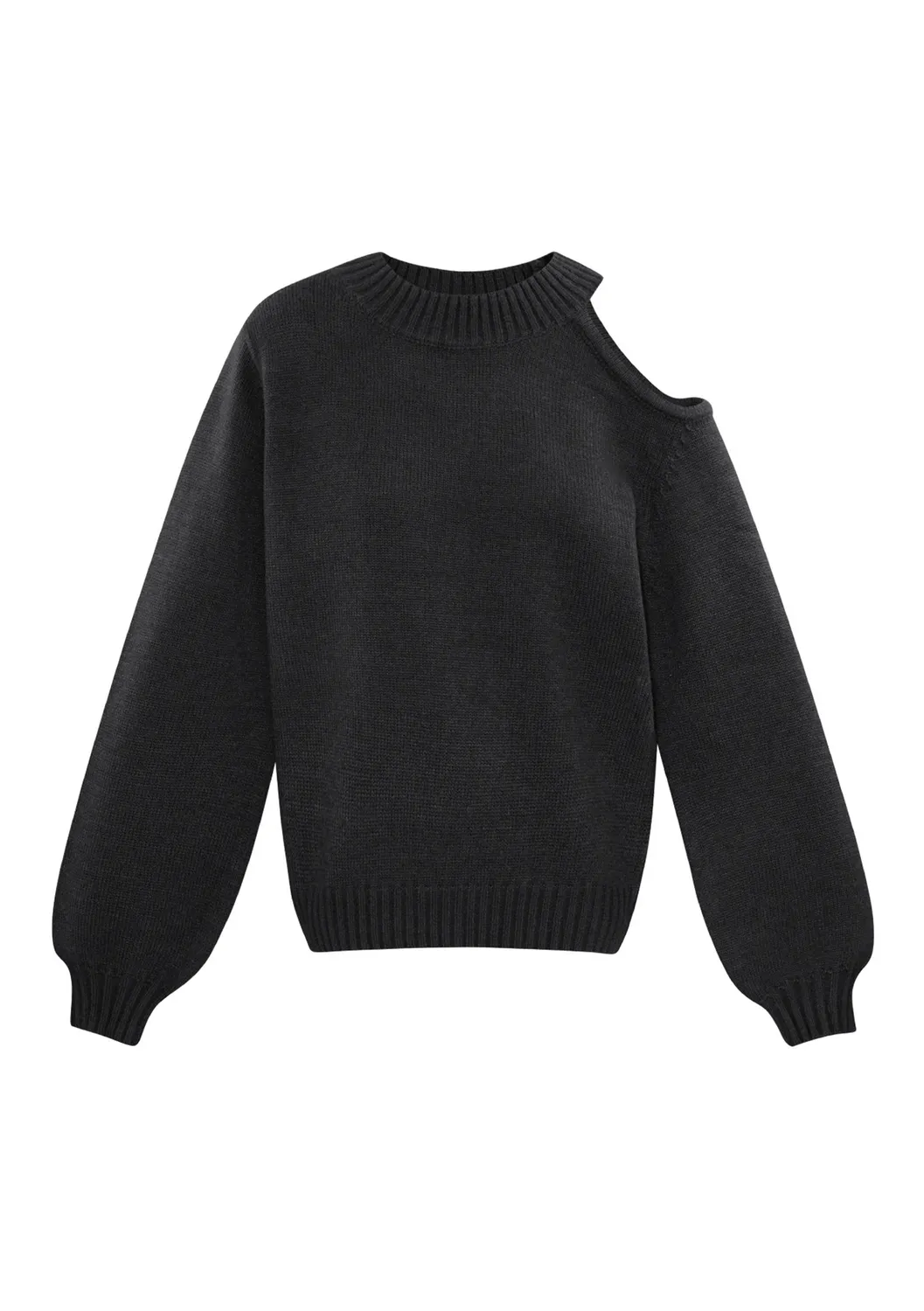 LOVEDRUNKY Cut Out Shoulder trui zwart zacht