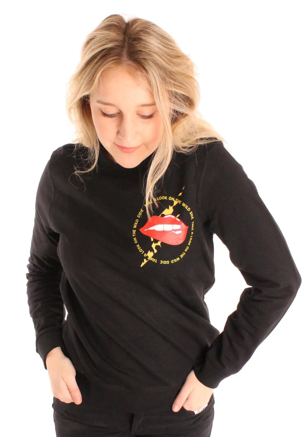 LOVEDRUNKY Wild Side Lip sweater zwart lichtgewicht