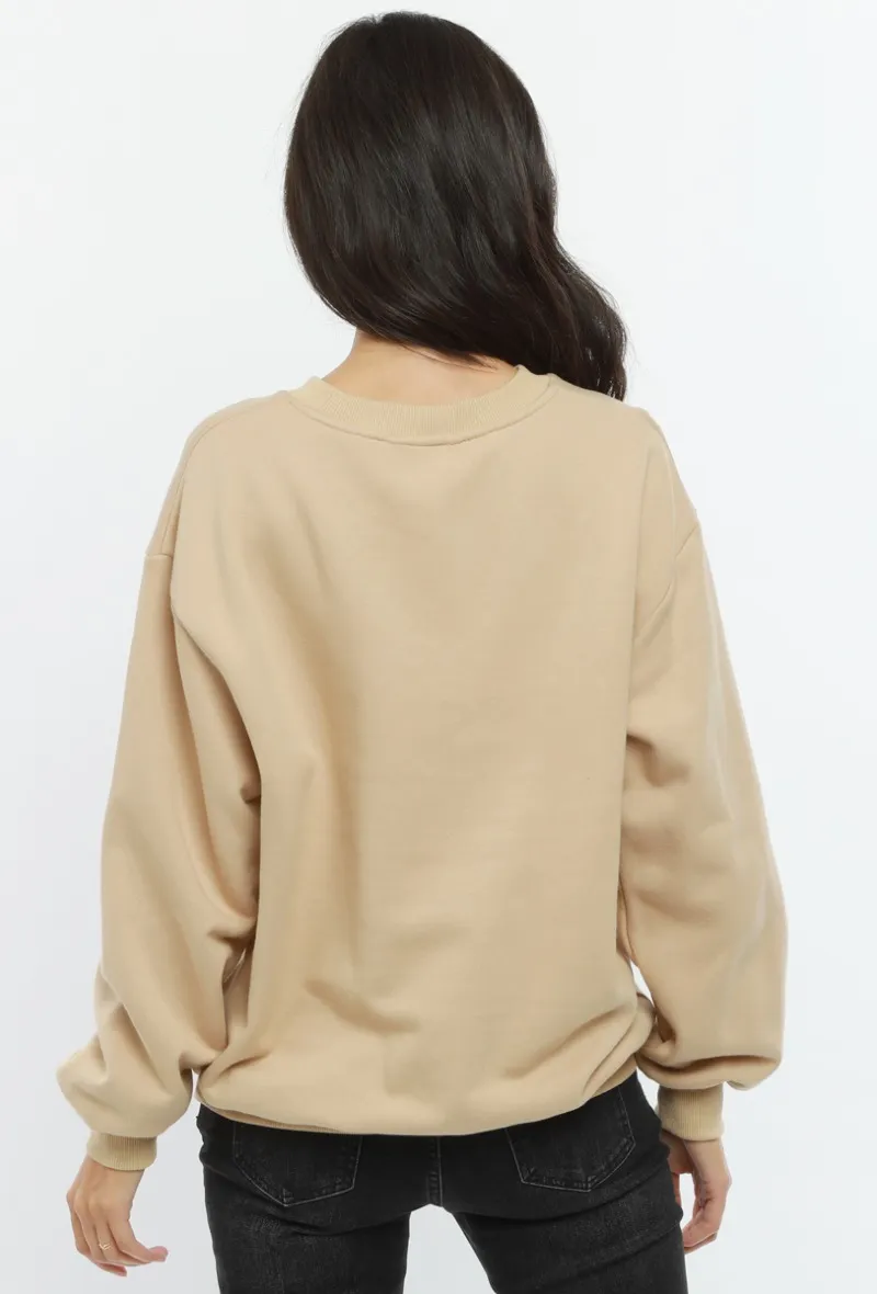 LOVEDRUNKY Romance sweater beige oversized fleece
