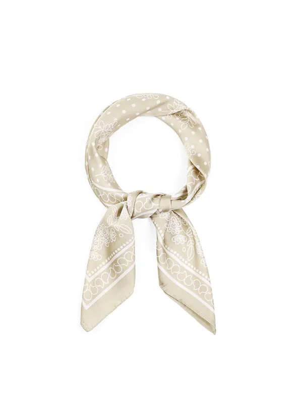 LOVEDRUNKY Stippen sjaal beige bloemen 70 cm
