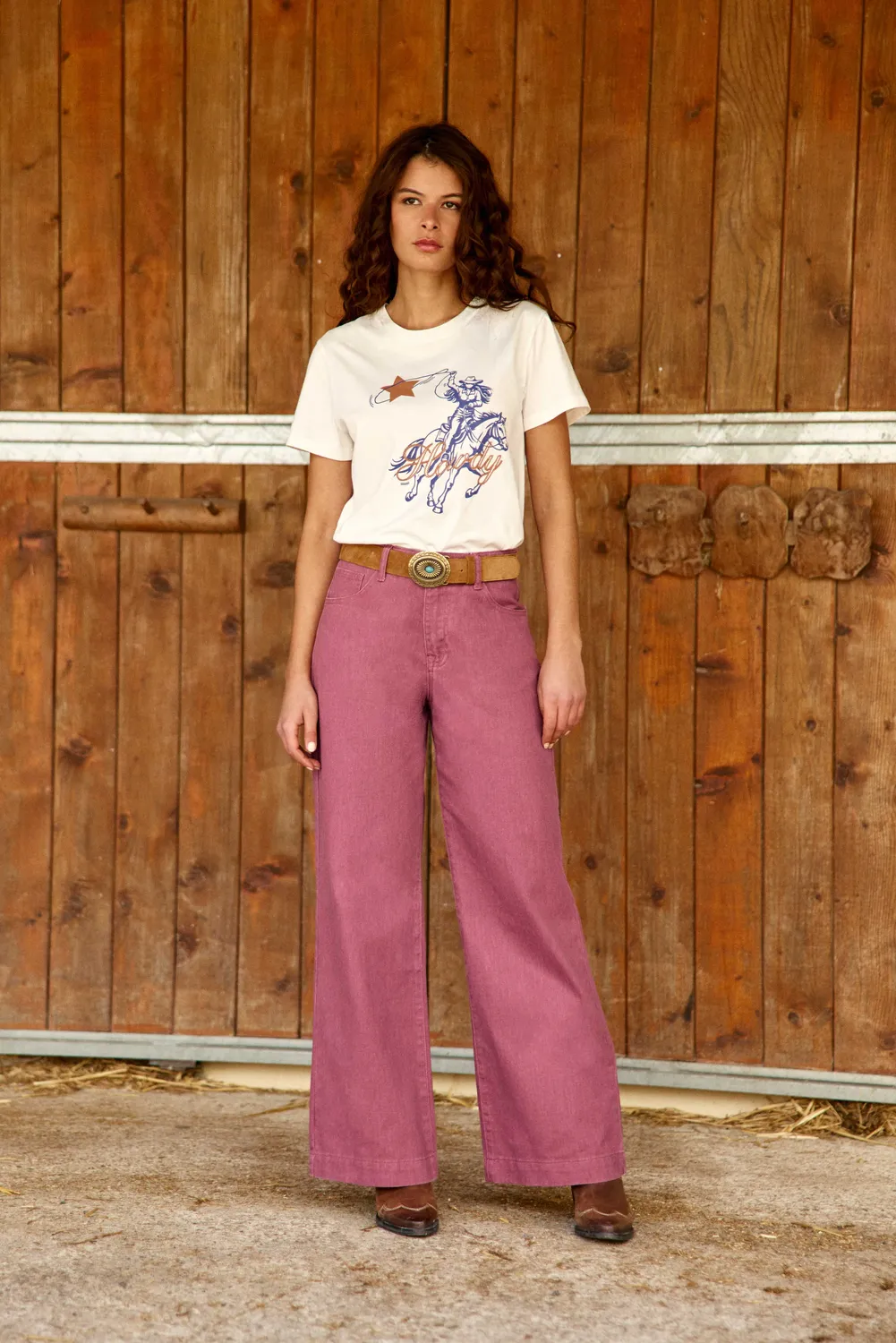 La Petite Etoile Patlanty wijde broek 40-rose roze