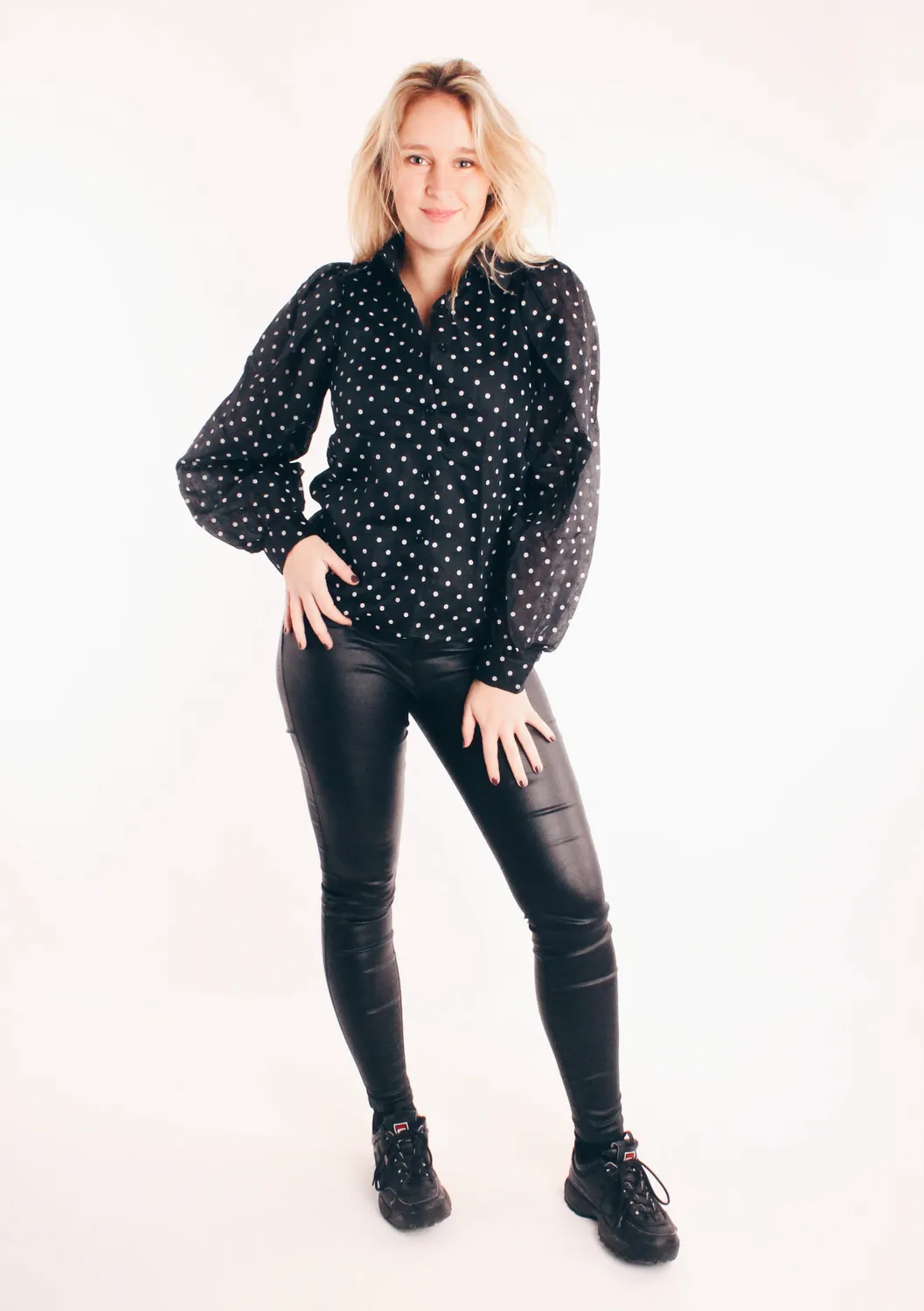LOVEDRUNKY Blouse Stippen blouse zwart gevoerd