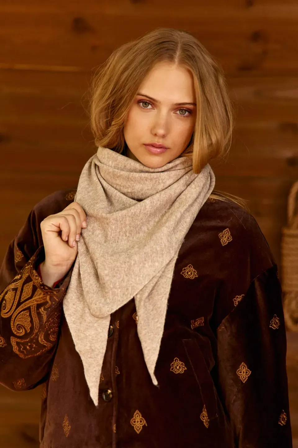 La Petite Etoile Arli jersey sjaal taupe
