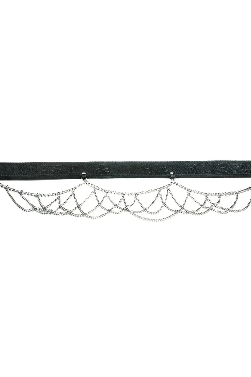 Amiek MW Neva leren kettingriem zwart 80cm