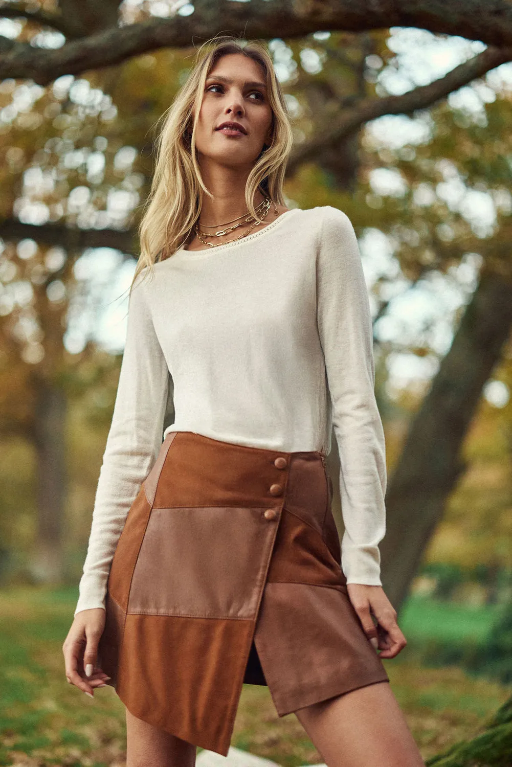 La Petite Etoile Flavy korte leren rok camel