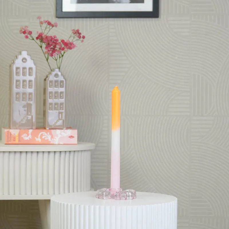 Amiek Kandelaar Strik Plat kaarshouder roze glas