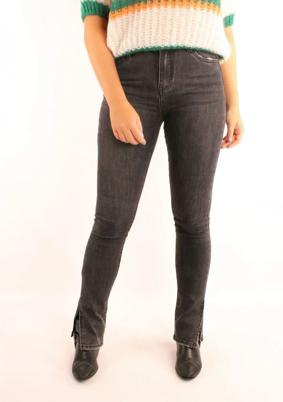 LOVEDRUNKY Jeans Skinny Split skinny jeans donkergrijs split