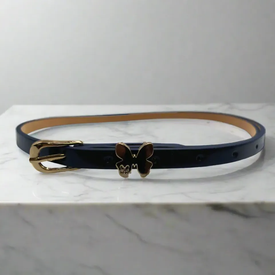 Tatyana Retro Butterfly lakleren riem blauw one size vlinder