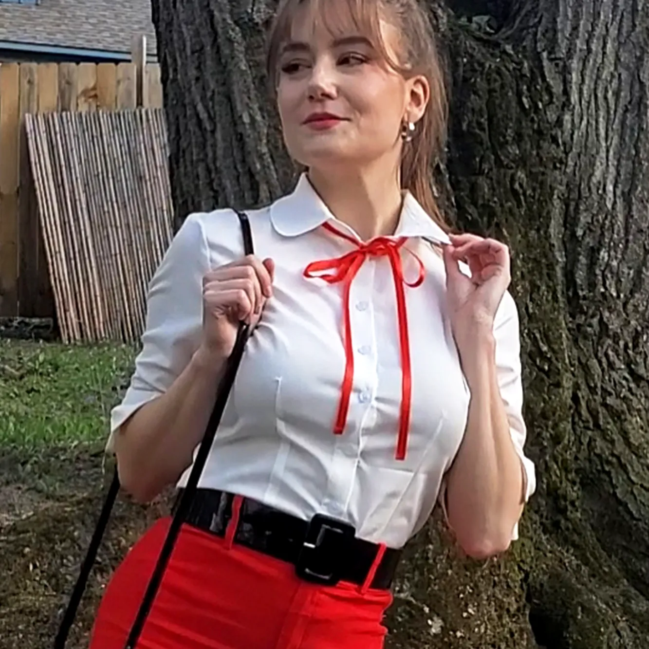 Tatyana Lori Ann blouse wit strikjes 3/4 mouw