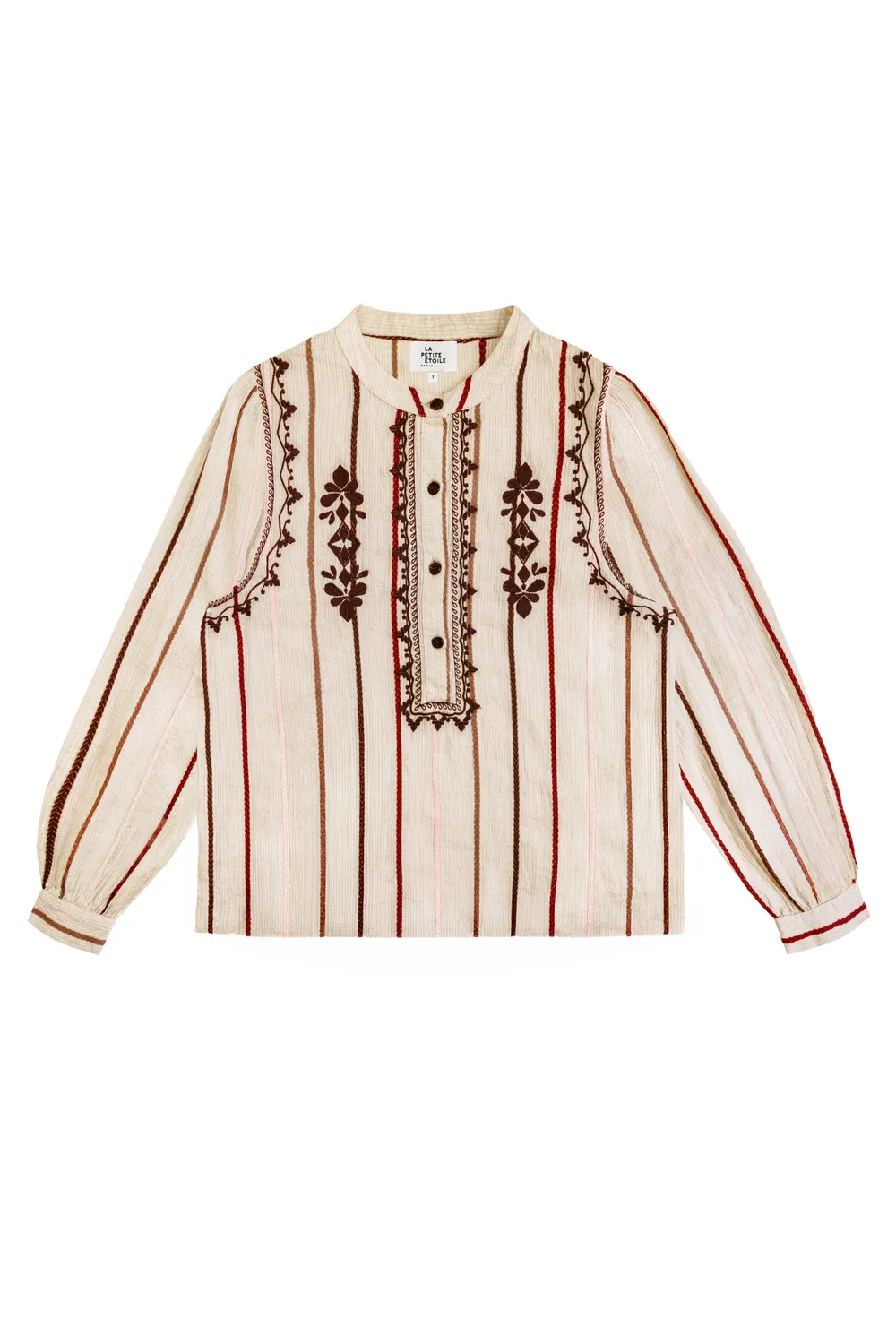 La Petite Etoile Briar blouse beige strepen borduursel