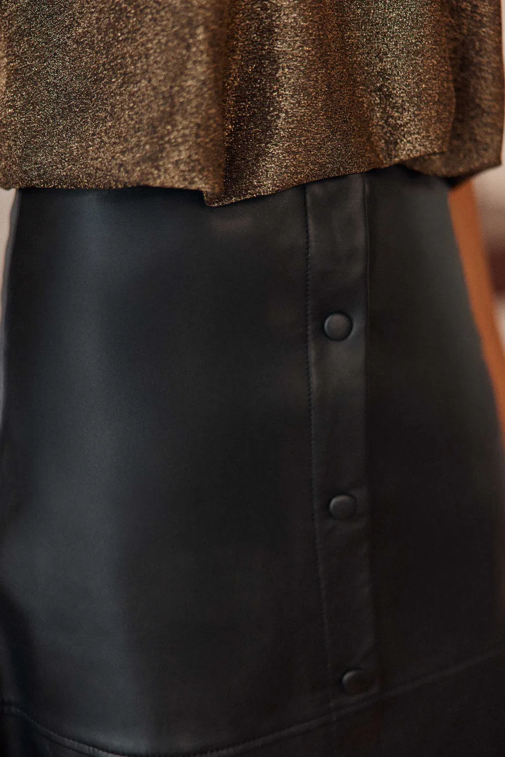 La Petite Etoile Jolene rok zwart leer midi