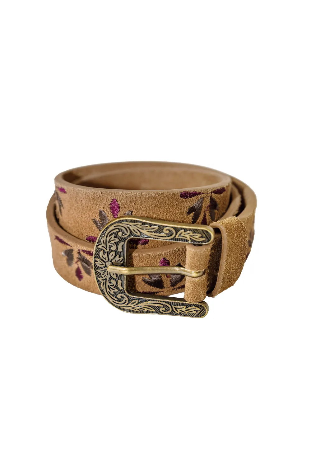 La Petite Etoile Axelle suède riem camel geborduurd
