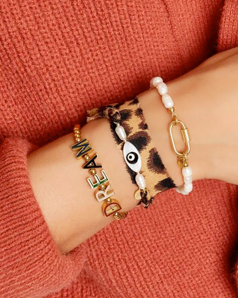 LOVEDRUNKY Armband Fabric Print bruin 61 cm