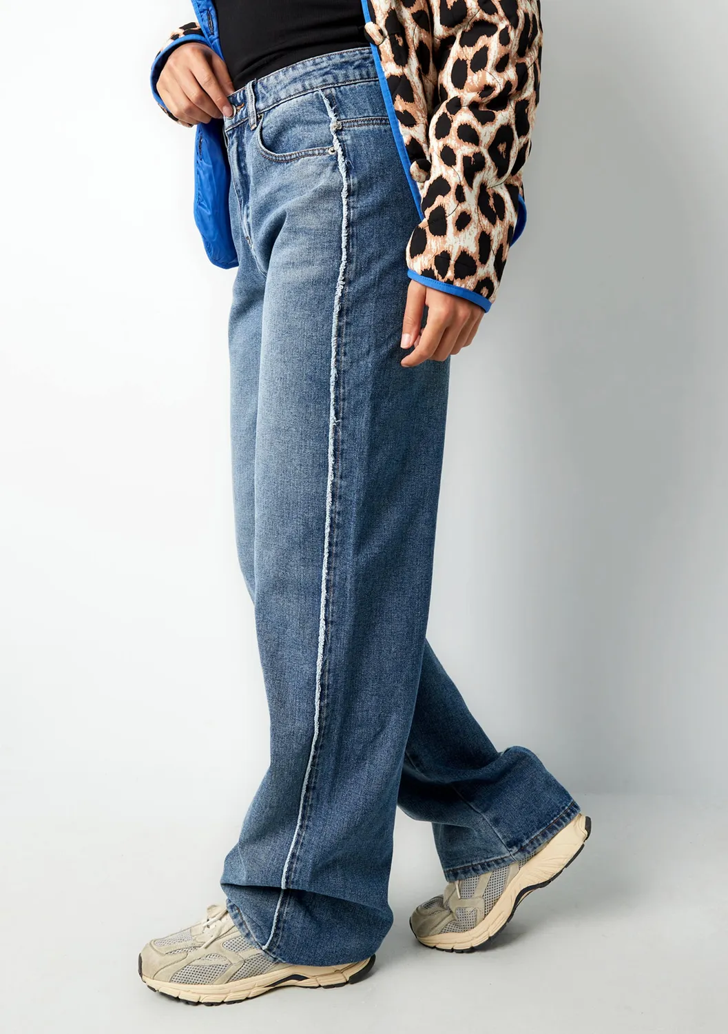 LOVEDRUNKY Wide Leg Raw jeans blauw high waist